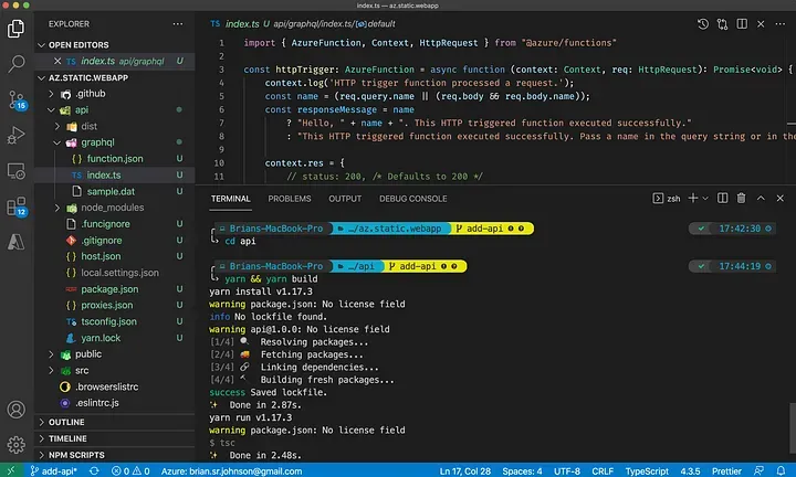 Add a Serverless GraphQL API to your Azure Static Web App